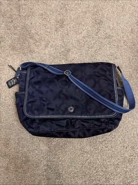Coach Navy Blue Signature Nylon Crossbody Baby Bag